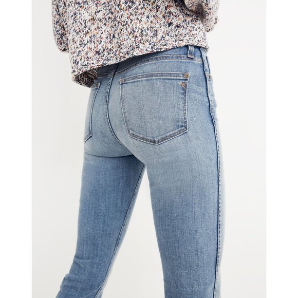 Madewell High Rise Petite Stovepipe Slim Straight Jeans Distressed Frayed Hem 25 - Picture 3 of 14